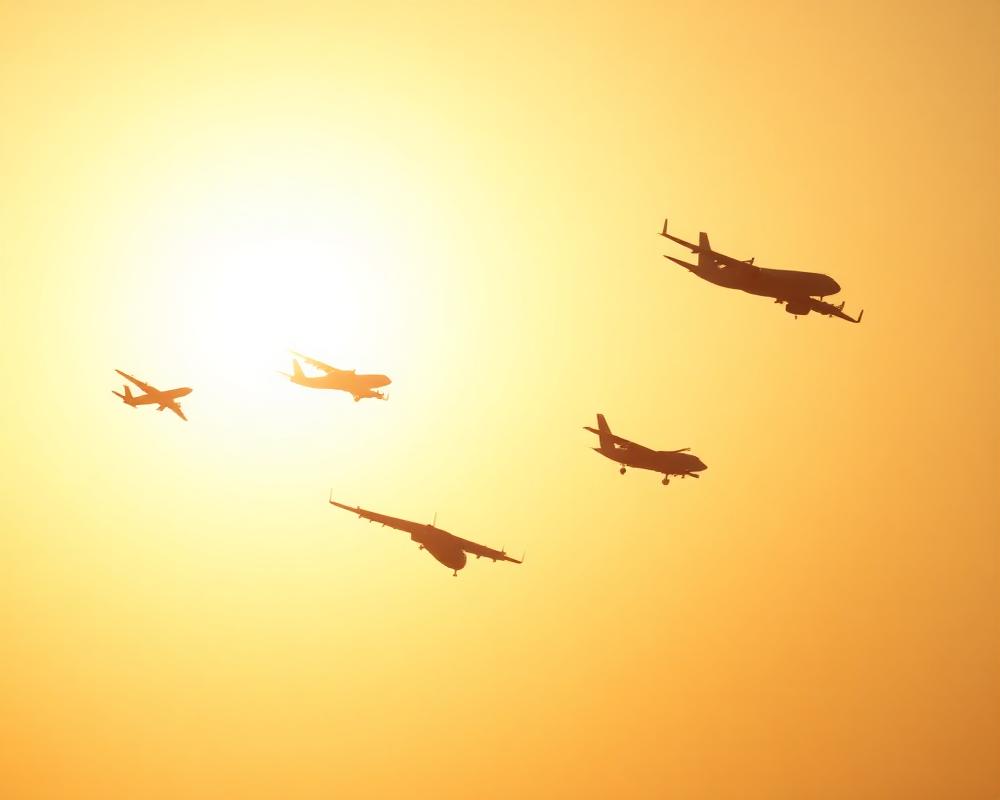 Cargo planes at sunrise