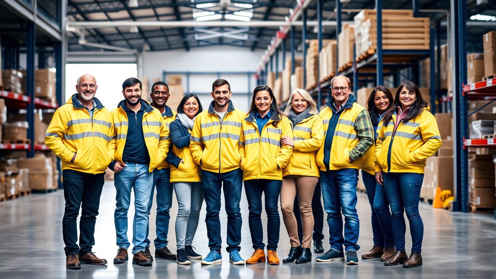 American Shipping & Logistics team members in yellow branded jackets