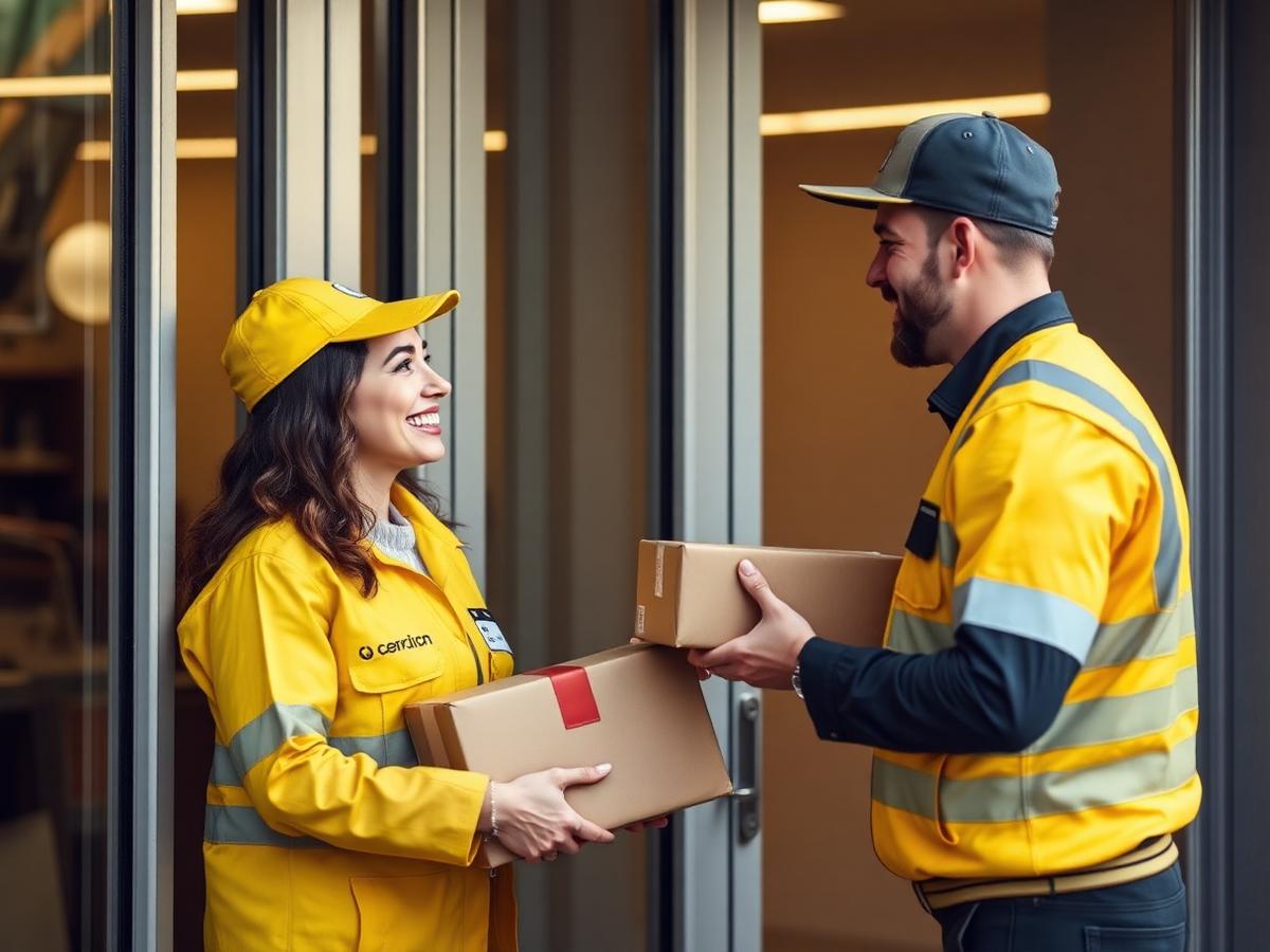 Business customer receiving a American Shipping & Logistics parcel